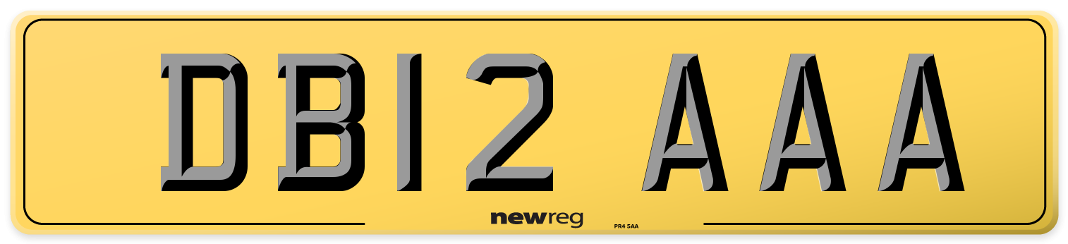 DB12 AAA Rear Number Plate