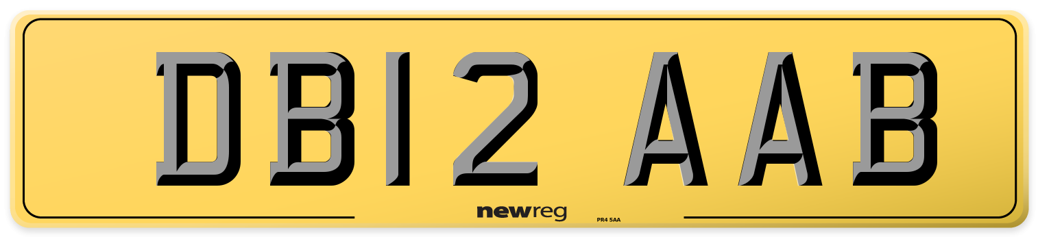 DB12 AAB Rear Number Plate