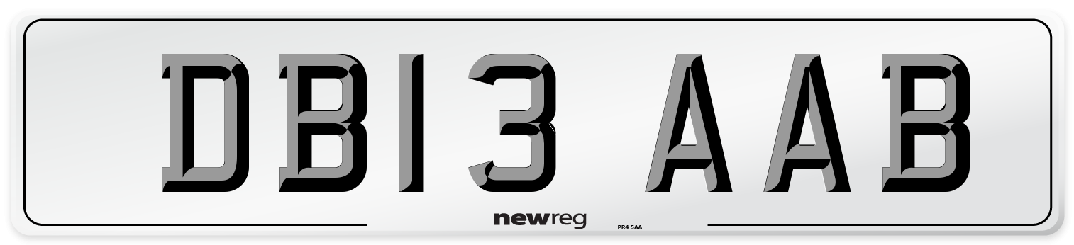 DB13 AAB Front Number Plate