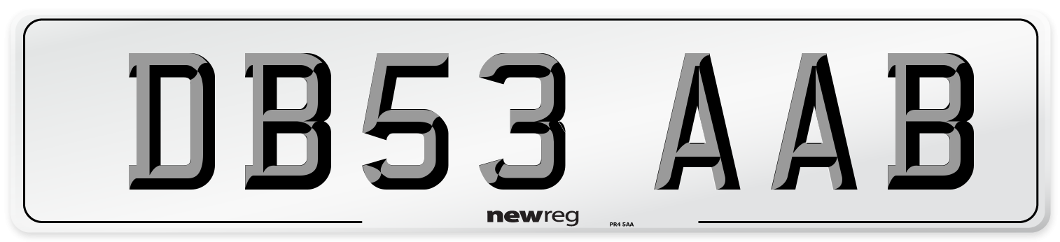DB53 AAB Front Number Plate