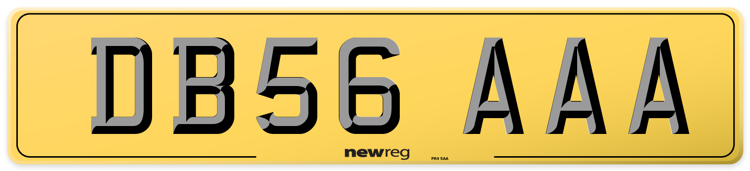 DB56 AAA Rear Number Plate