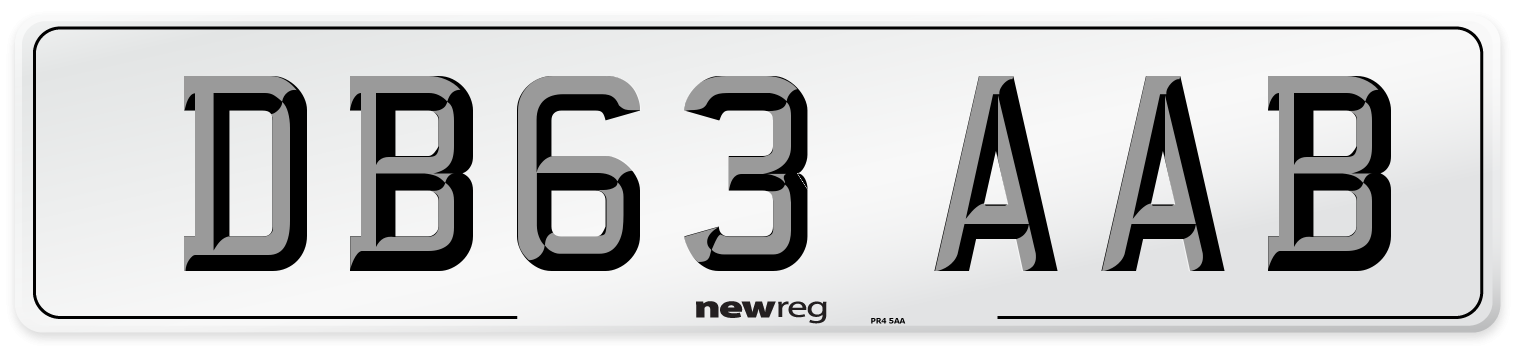 DB63 AAB Front Number Plate