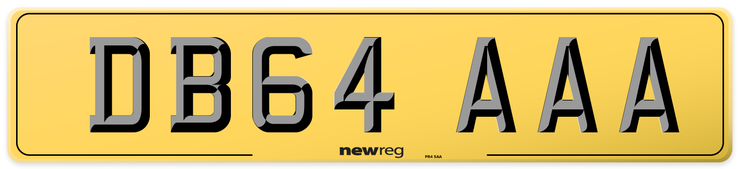 DB64 AAA Rear Number Plate