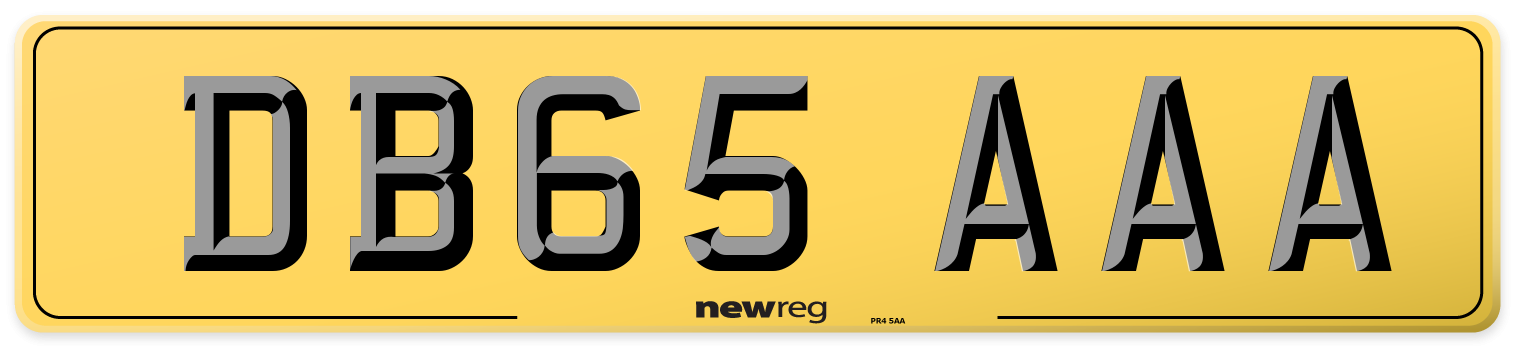 DB65 AAA Rear Number Plate