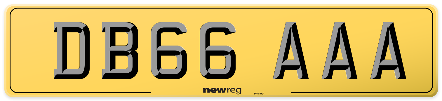 DB66 AAA Rear Number Plate
