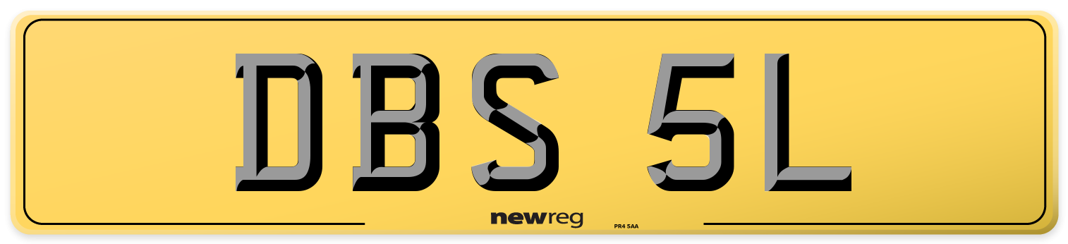DBS 5L Rear Number Plate