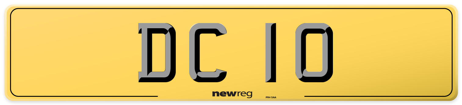DC 10 Rear Number Plate