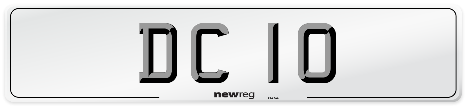 DC 10 Front Number Plate