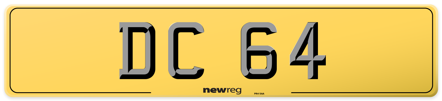 DC 64 Rear Number Plate
