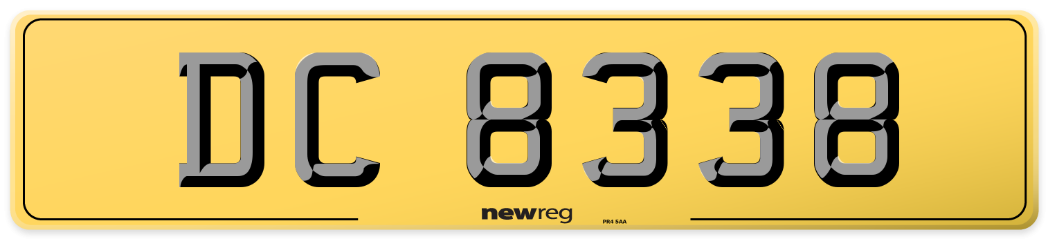 DC 8338 Rear Number Plate