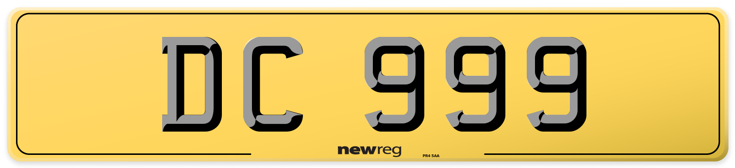 DC 999 Rear Number Plate