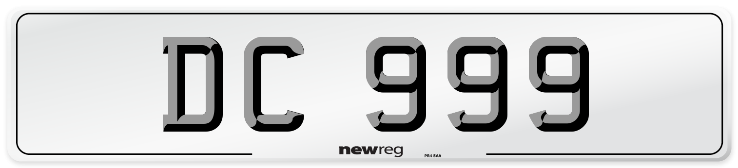 DC 999 Front Number Plate