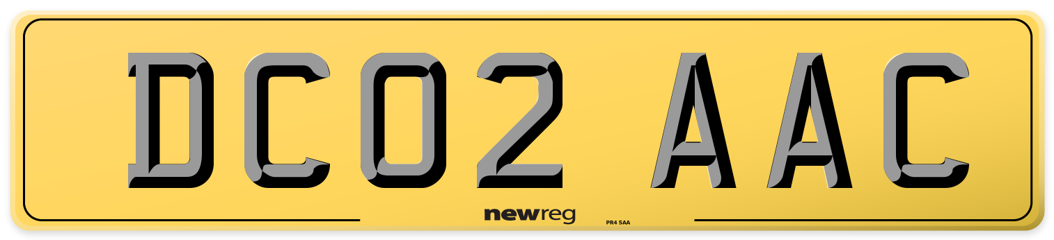 DC02 AAC Rear Number Plate