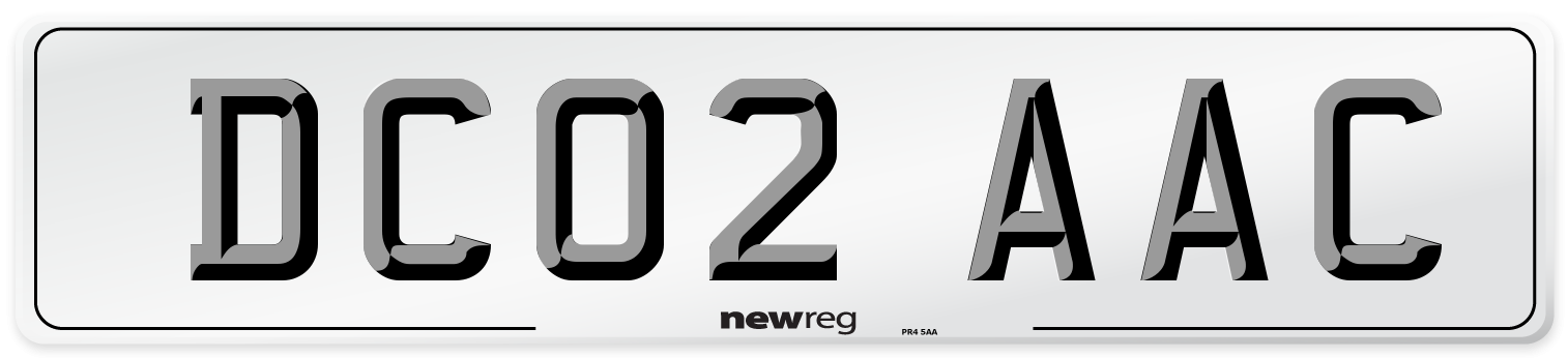 DC02 AAC Front Number Plate