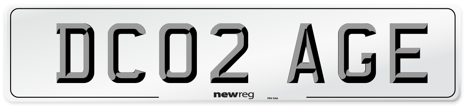 DC02 AGE Front Number Plate