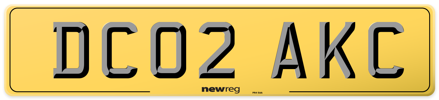 DC02 AKC Rear Number Plate