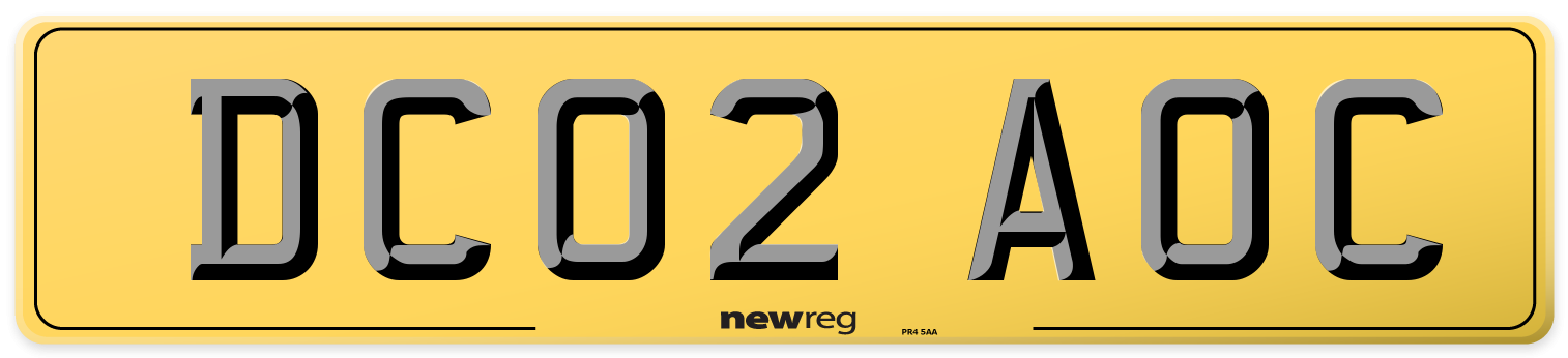 DC02 AOC Rear Number Plate