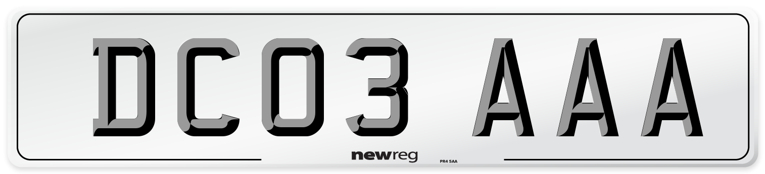DC03 AAA Front Number Plate