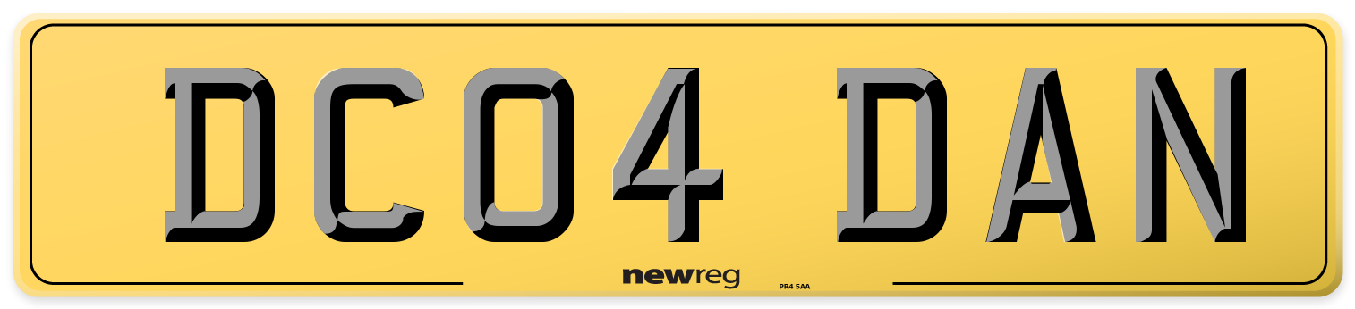 DC04 DAN Rear Number Plate