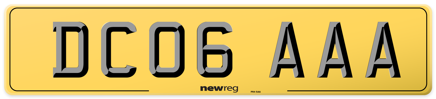 DC06 AAA Rear Number Plate