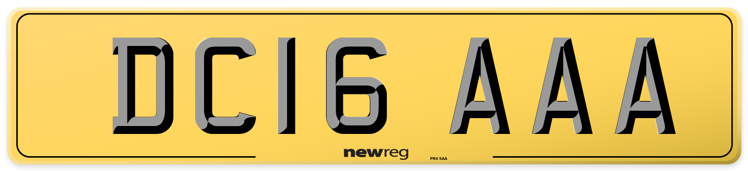 DC16 AAA Rear Number Plate