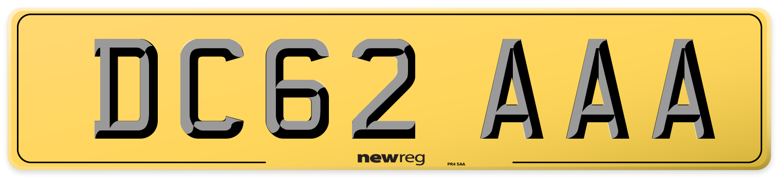 DC62 AAA Rear Number Plate