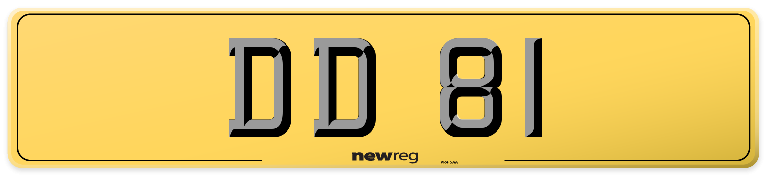 DD 81 Rear Number Plate