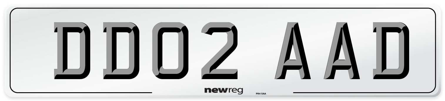 DD02 AAD Front Number Plate