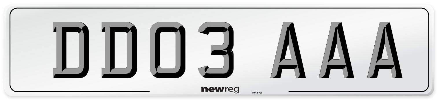 DD03 AAA Front Number Plate