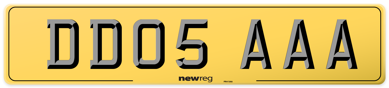 DD05 AAA Rear Number Plate