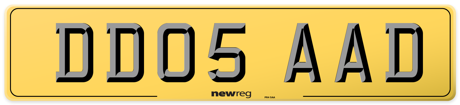 DD05 AAD Rear Number Plate
