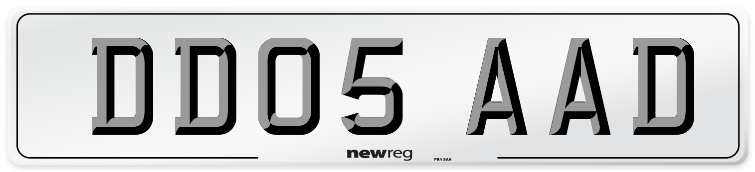 DD05 AAD Front Number Plate