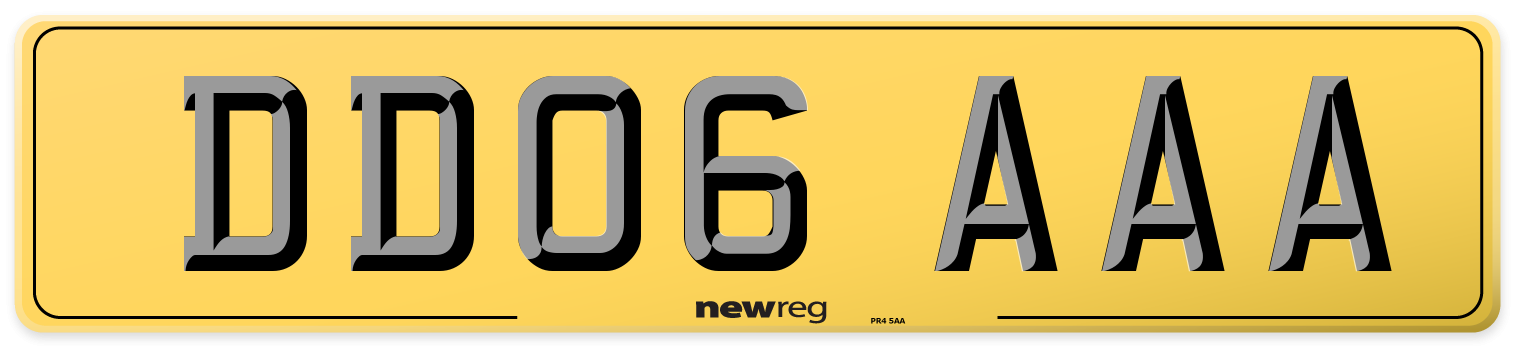 DD06 AAA Rear Number Plate