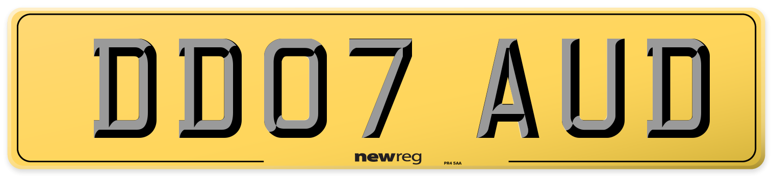 DD07 AUD Rear Number Plate