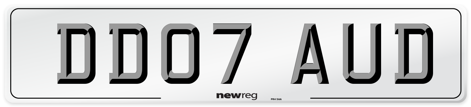DD07 AUD Front Number Plate