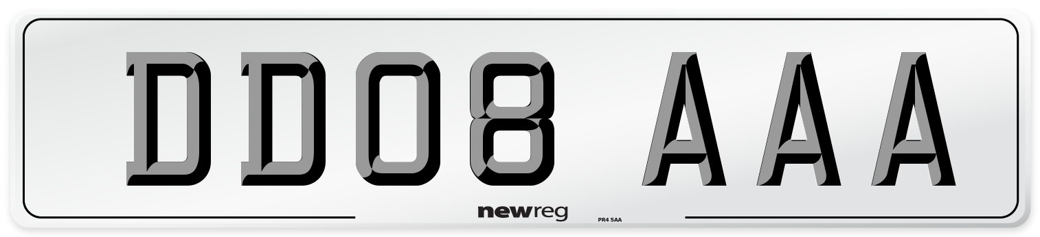 DD08 AAA Front Number Plate