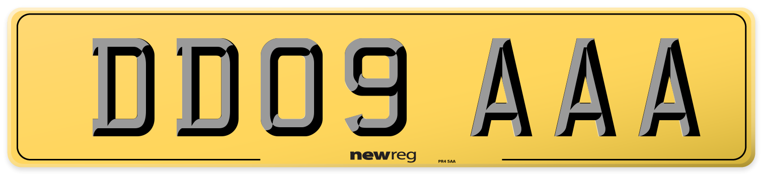 DD09 AAA Rear Number Plate