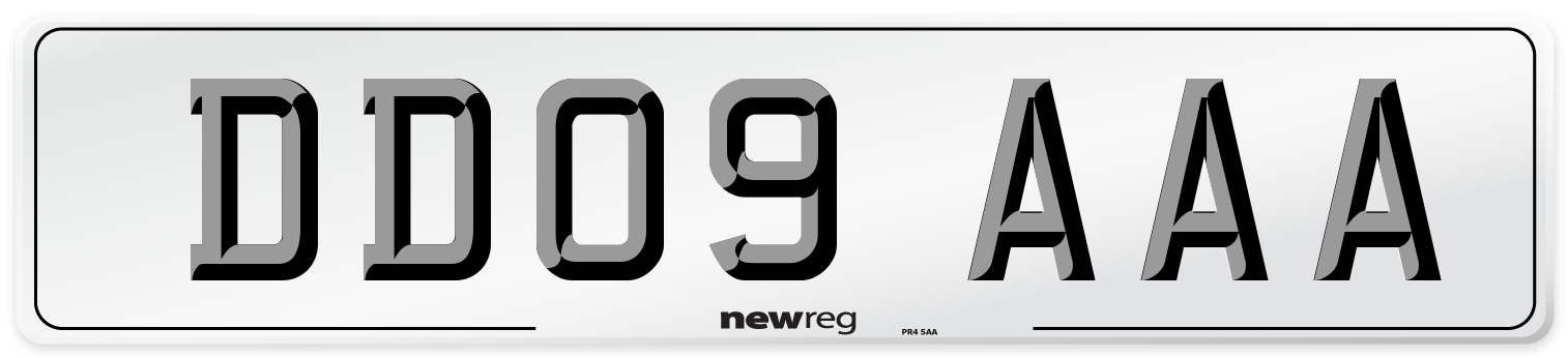 DD09 AAA Front Number Plate