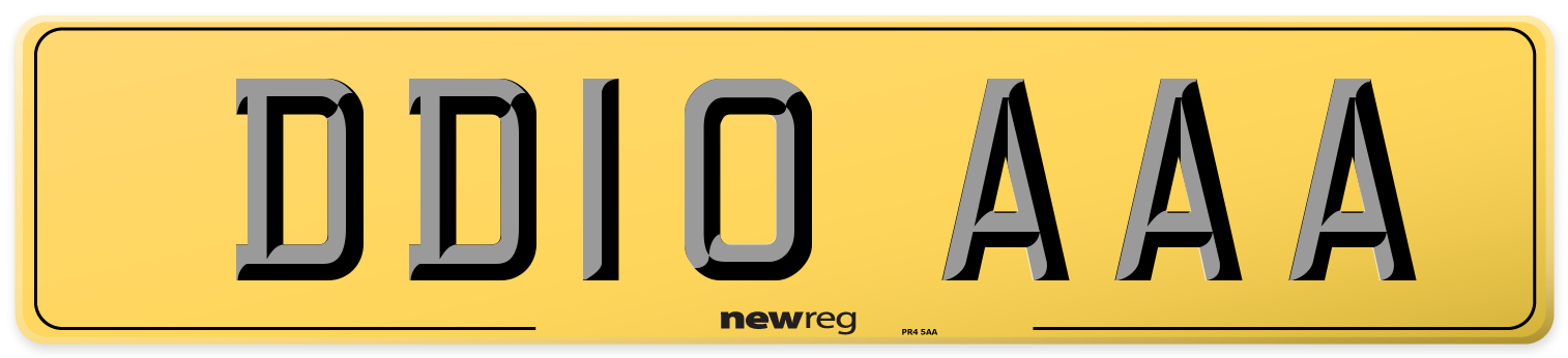 DD10 AAA Rear Number Plate