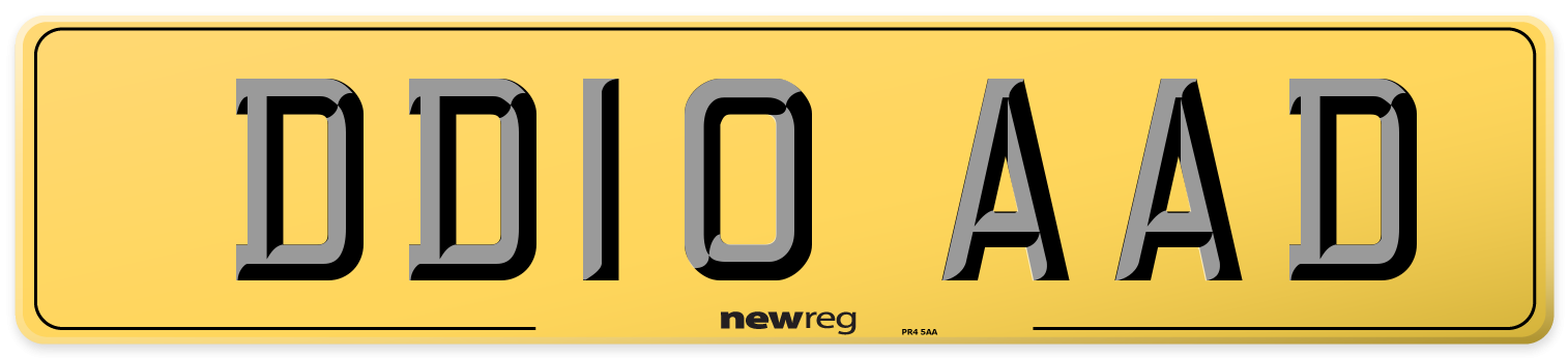DD10 AAD Rear Number Plate