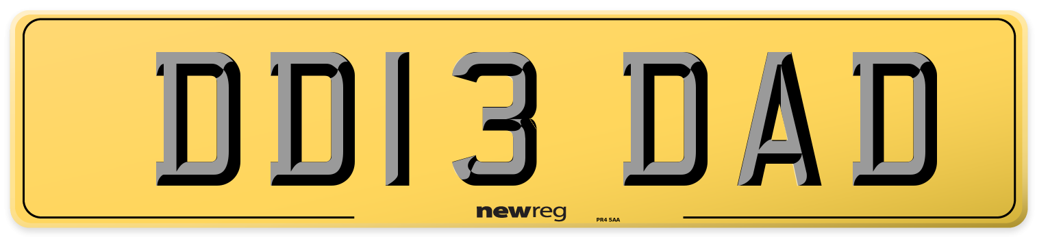 DD13 DAD Rear Number Plate
