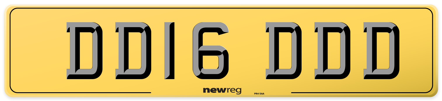 DD16 DDD Rear Number Plate