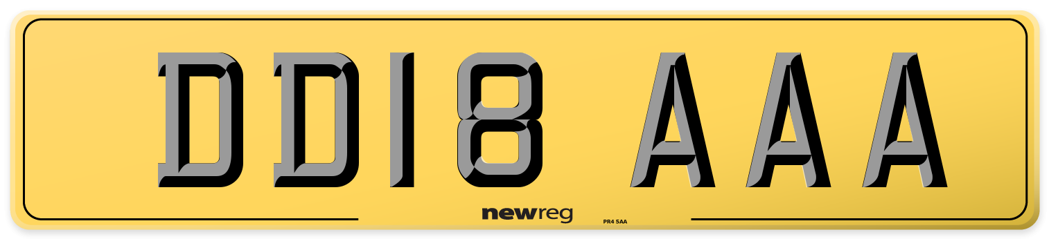 DD18 AAA Rear Number Plate