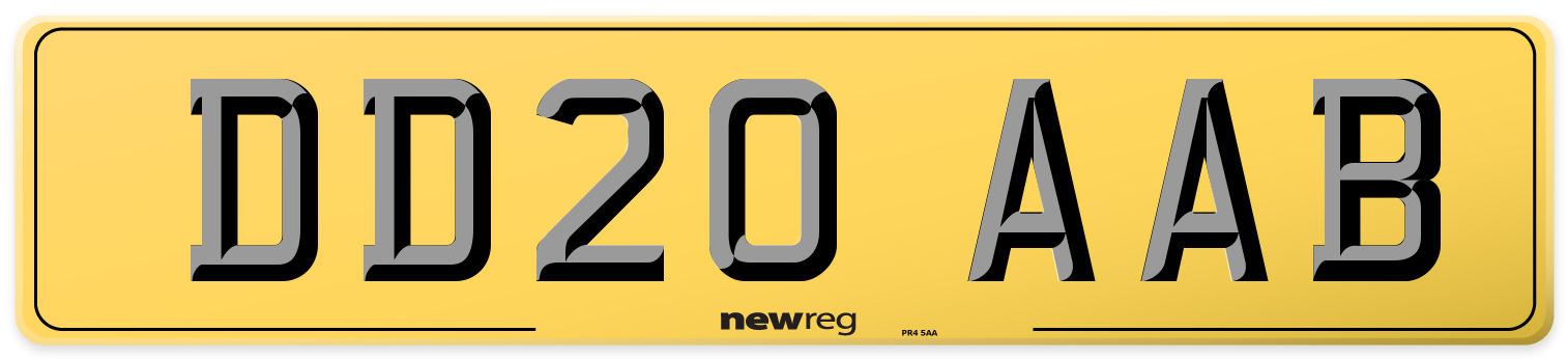 DD20 AAB Rear Number Plate
