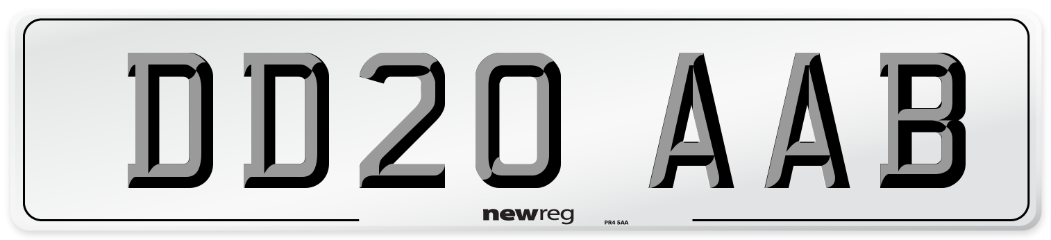 DD20 AAB Front Number Plate
