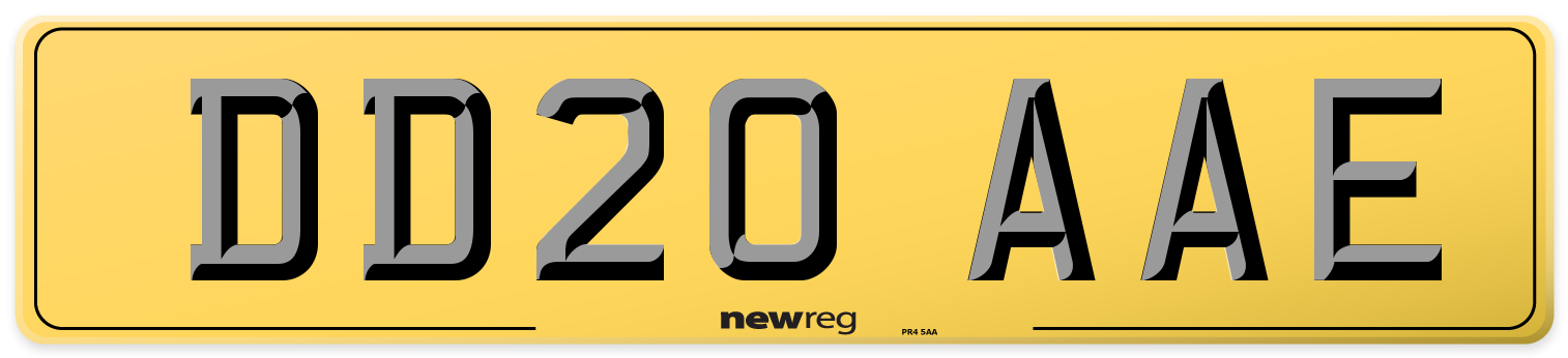 DD20 AAE Rear Number Plate