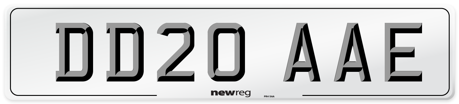 DD20 AAE Front Number Plate