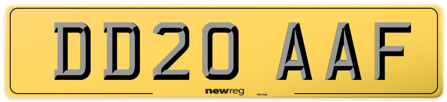 DD20 AAF Rear Number Plate