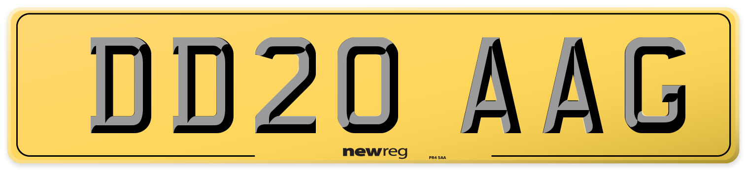 DD20 AAG Rear Number Plate
