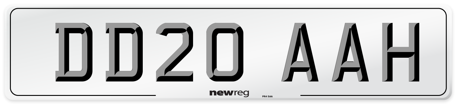 DD20 AAH Front Number Plate